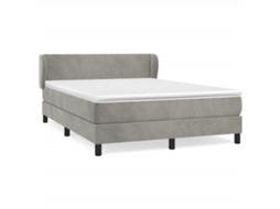 Cama com Molas e Colchão Veludo Cinzento Claro MAISON EXCLUSIVE (140x190 cm)