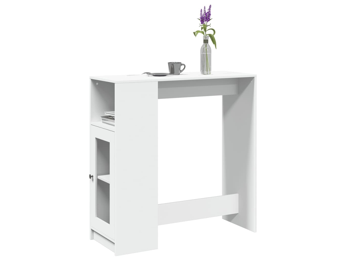 Vidaxl Mesa De Bar Com Prateleiras Derivados De Madeira Branco