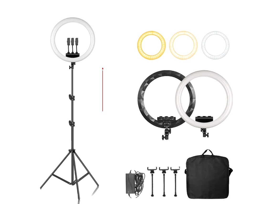 Luz Circular Led De 18 Polegadas, Brilho Ajustável, Uso Versátil