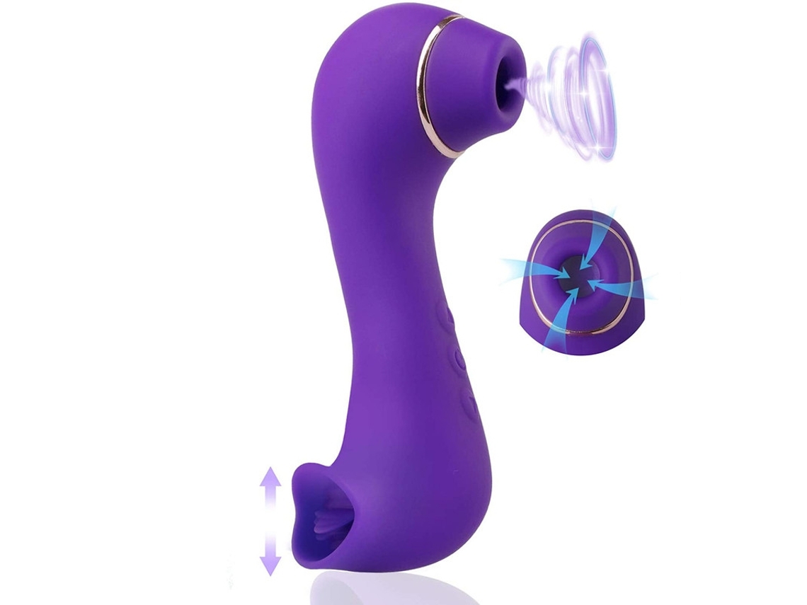 Vibrador De Lamber E Chupar Cabeça Dupla De 10 Modos Para Mulheres (roxo)*