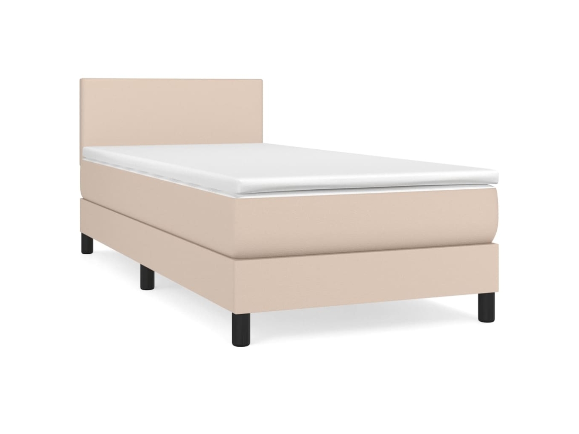 Cama com Molas Couro Artificial Cappuccino MAISON EXCLUSIVE 80x200 cm