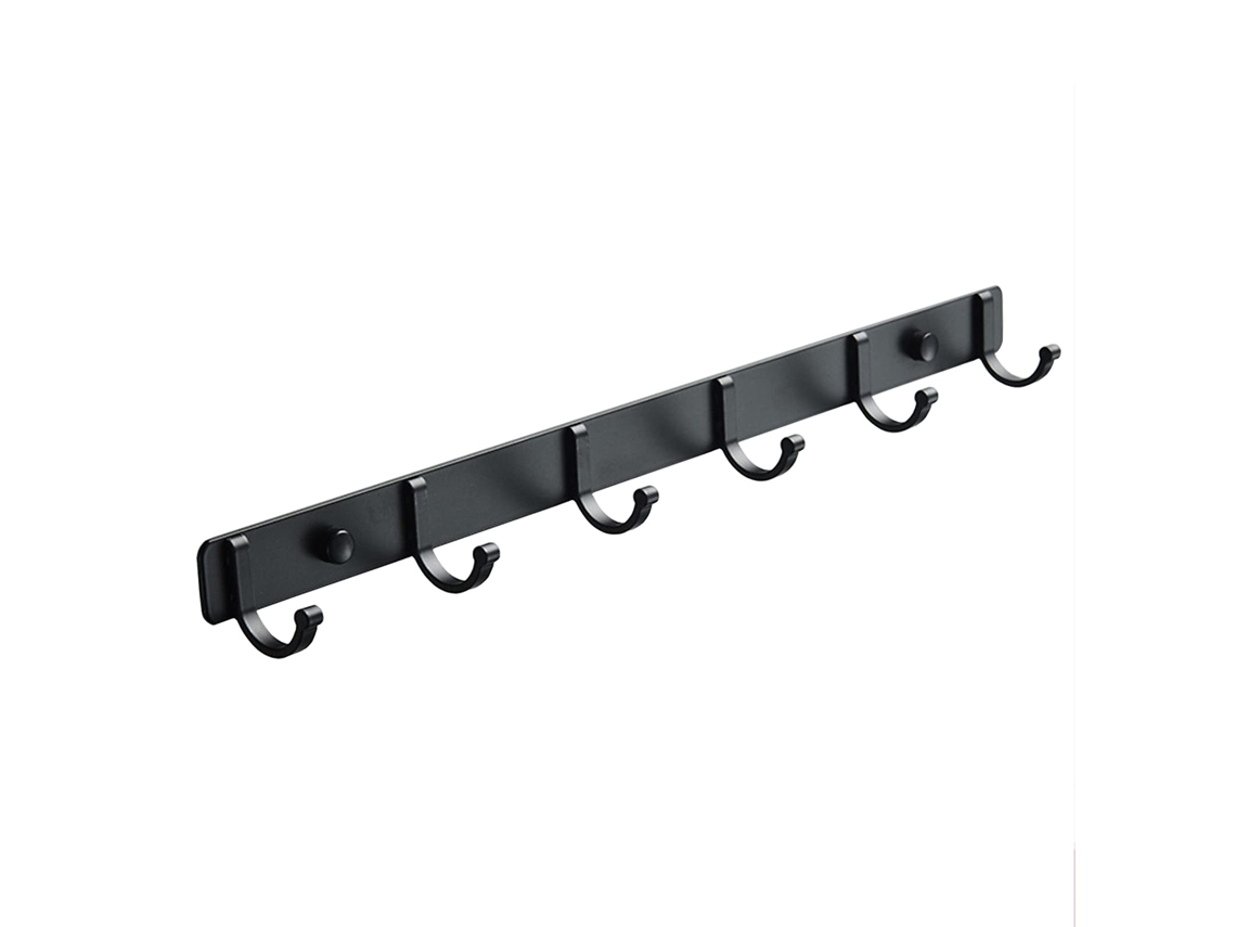 Spotcact Cabide De Parede Com Ganchos Para Toalhas 44 3 3,8 Cm Moderno Preto Pendurado Para Roupas Entrada Banheiro Quarto Ehstmind (6 Ganchos, Preto)