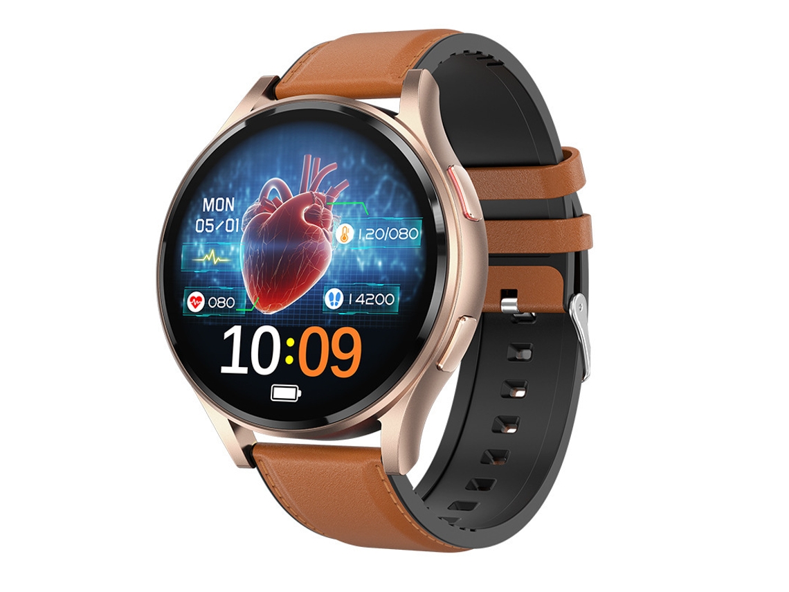 Smart Watch Ge30 Bluetooth Call Health Monitor Couro Marrom GODTVAGT