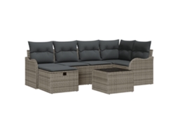 Conjunto 7 Móveis De Jardim Vidaxl Bege Vime Pe (55 X 55 X 37 Cm)