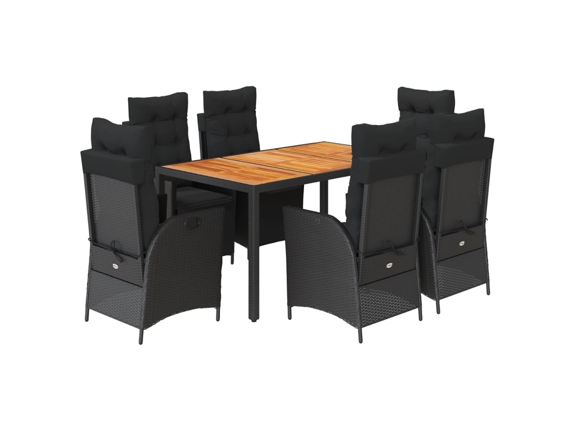 Garden Dining Set, Garden Dining Sets Vidaxl Preto Rattan / Vime (mesa Com 150 Cm De Comprimento)