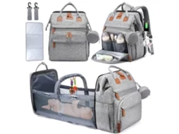 Mochila para Bebê com Bolsa Mochila, Grande Capacidade, Portátil, Multifuncional Cinza 