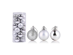 24pcs Bola De Natal Reutilizável De Alto Brilho Decorativa Para Árvore De Natal Decoração Residencial 6 Cm Plata