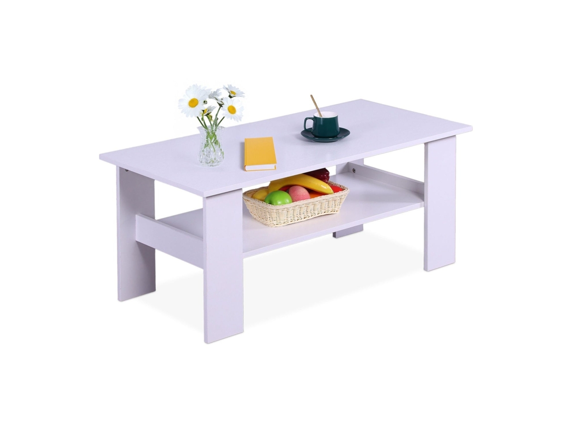 Mesa De Centro Com Prateleira Inferior - Design Moderno, Fácil De Limpar