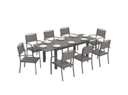 Conjunto 9 Peças Mesa Alumínio 8 Cadeiras (extensível, Cinza)