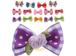 Conjunto De 15 Laços Cabelo Cães Com Flores E Elásticos Macios