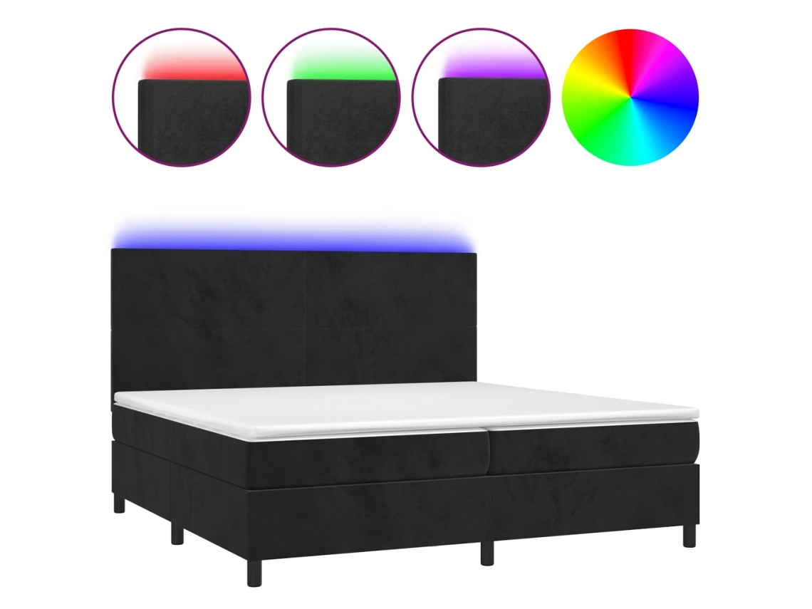 Conjunto 1 Cama Box Spring Vidaxl Preto Veludo (203 X 200 X 128 Cm)