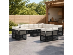 Vidaxl Conjunto De Sofá De Jardim 14 Unid. Preto Vime Pe