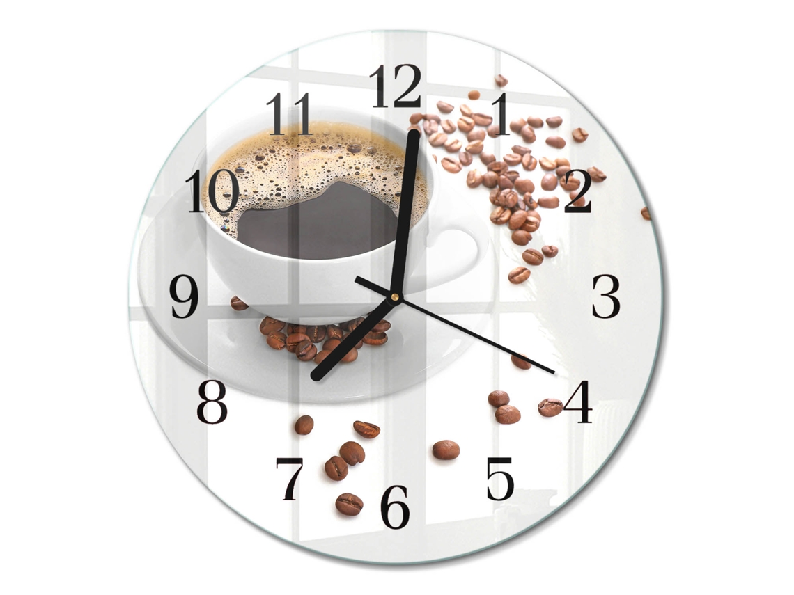 Relógio De Parede De Vidro Café Espelharte (30 Cm)