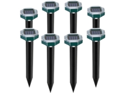 Pacote com 8 repelentes solares ultrassônicos de cobras, cinza-claro, à prova d'água IP65, repelente de cobras para ambientes externos.
