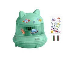 Apontador elétrico Slowmoose, design de desenho animado, operado por bateria, para crianças e estudantes, verde