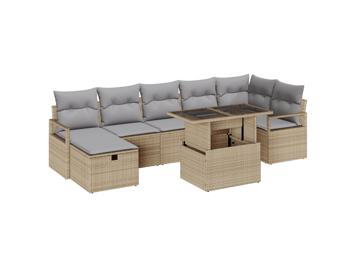 Conjunto 8 Conjunto De Sofá De Jardim Vidaxl Cinzento Vime Pe (55 X 55 X 37 Cm)