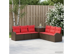 Vidaxl Conjunto De Sofás 7 Unid. Marrom E Vermelho