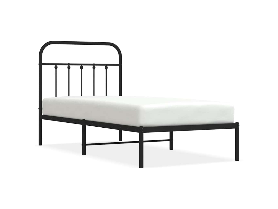 Estrutura de Cama com Cabeceira 90x190 Cm Metal Preto MAISON EXCLUSIVE