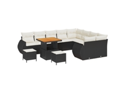 Conjunto 12 Sofá De Jardim Vidaxl Preto Vime Pe (80 X 80 X 71 Cm)