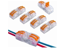 10 Conectores de Cabo de Palanca Premium, Transparentes, 4 Orifícios, Condutor Compacto, Terminal de Mola Bilateral