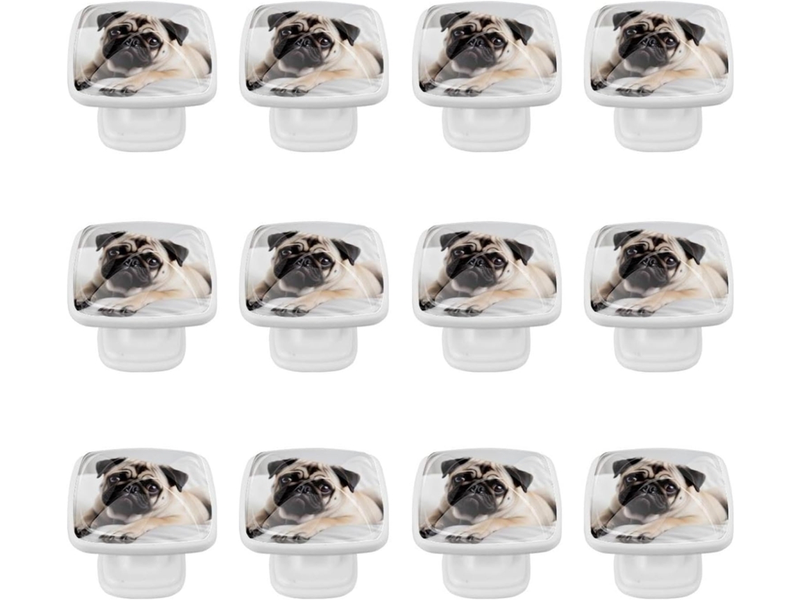 Puxadores Quadrados Para Gavetas De Cômoda, Puxadores Para Armários De Cozinha, 12 Peças, Cachorro Bulldog, Puxadores E