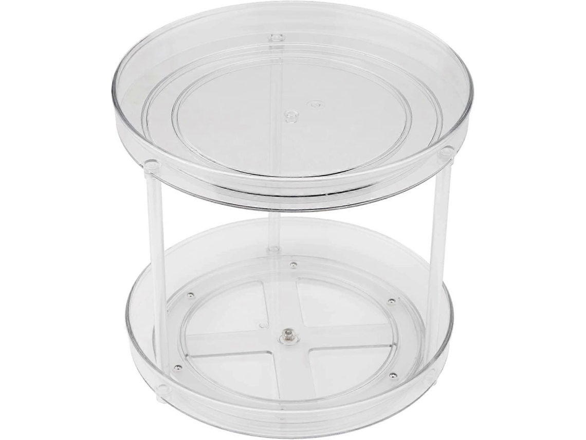 Organizador de Estantería Giratorio de 2 Niveles, Organizador de Armario Lazy susan Transparente para Cocina Y Hogar