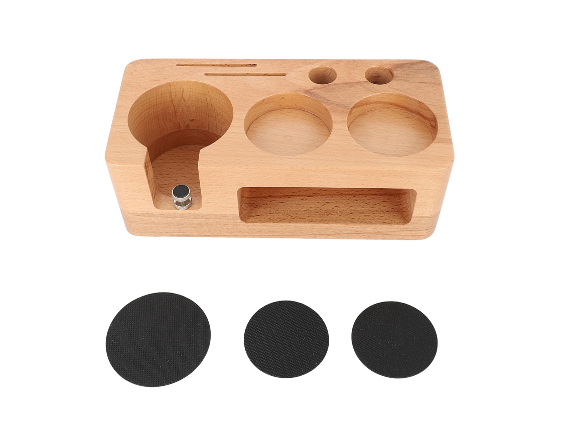 Suporte para Pisca café de Madeira Faia com Ampla Compatibilidade 53mm para Ferramentas de Café com Marca