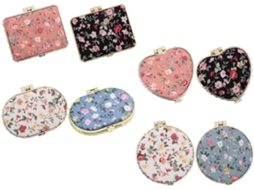 Conjunto de 8 pequenos espelhos decorativos para bolsa com estampa floral, espelho compacto portátil.