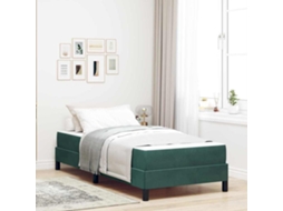Vidaxl Cama Box com Colchão Verde Escuro 80 X 200 Cm Tecido