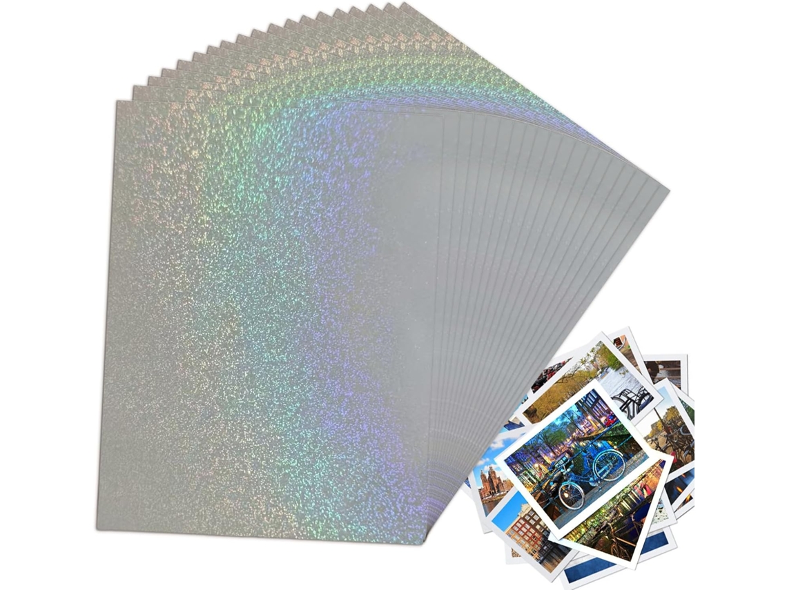 20 Folhas De Película Autoadesiva Com Efeito Arco-íris, Papel Adesivo Holográfico A4