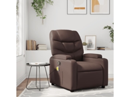 Poltrona de Sala | Cadeira de Descanso | Poltrona de Massagens Reclinável Couro Artificial Castanho HARLANV1