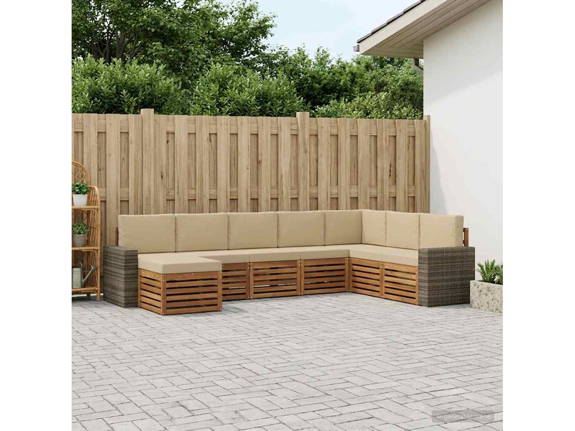 Vidaxl Conjunto De Sofás Para Exterior 8 Pcs Natural E Bege