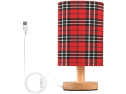 Abajur De Cabeceira Xadrez Tartan Para Quarto, Abajur De Cabeceira Led, Luminária De Leitura Com Portas Usb E Cúpula