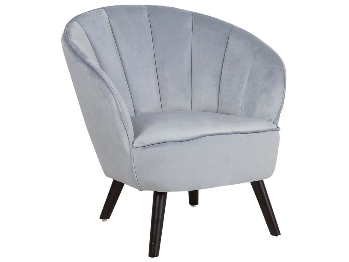 Poltrona BELIANI Dala de Veludo Cinzento Claro 52x77x76