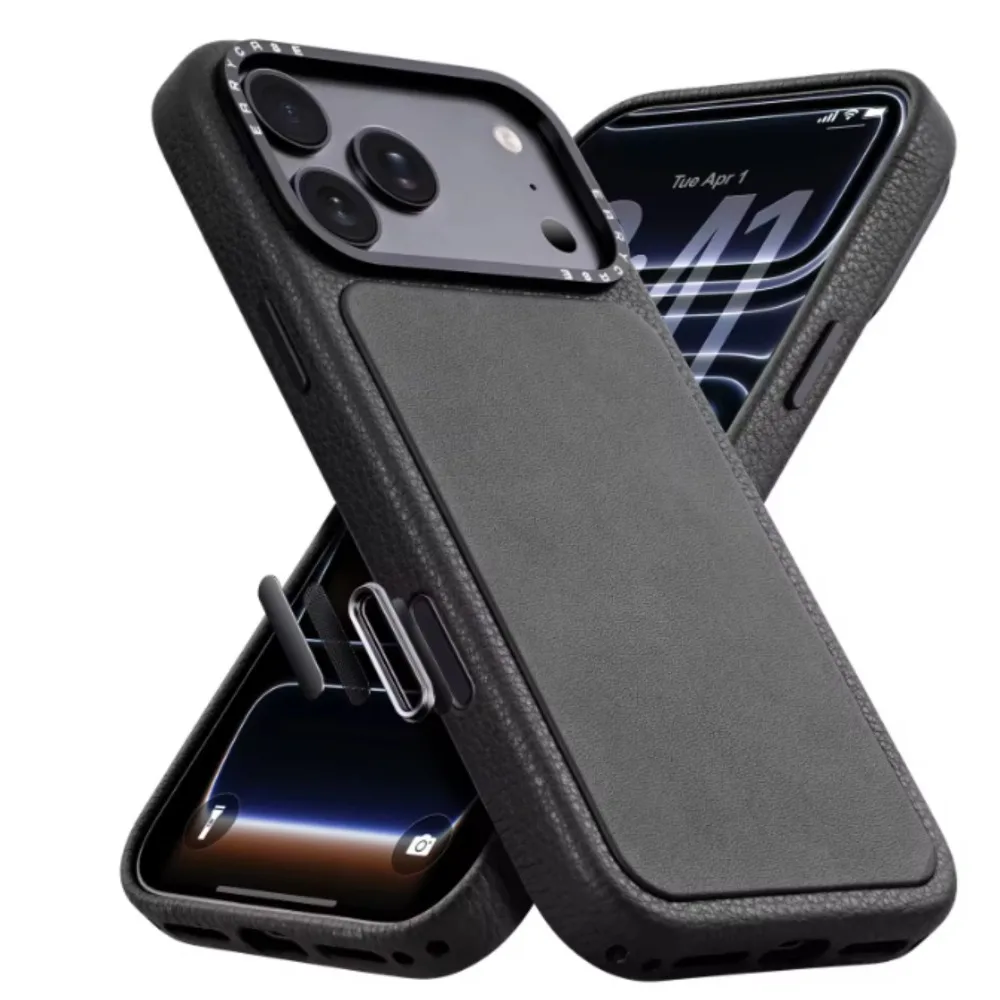 (preto, Iphone 17 Pro) Capa Magnética Premium De Couro Genuíno Estilo Executivo – Compatível Com Magsafe E Resistente A Impactos