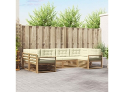 Vidaxl Conjunto De Sofás Para Exterior 6 Unid. Branco E Creme