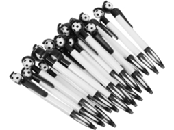 Caneta esferográfica retrátil em formato de bola de futebol Preta, pacote com 25 unidades, ideal para