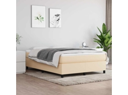 Vidaxl Estrutura De Cama Com Molas 140x200 Cm Tecido Cor Creme