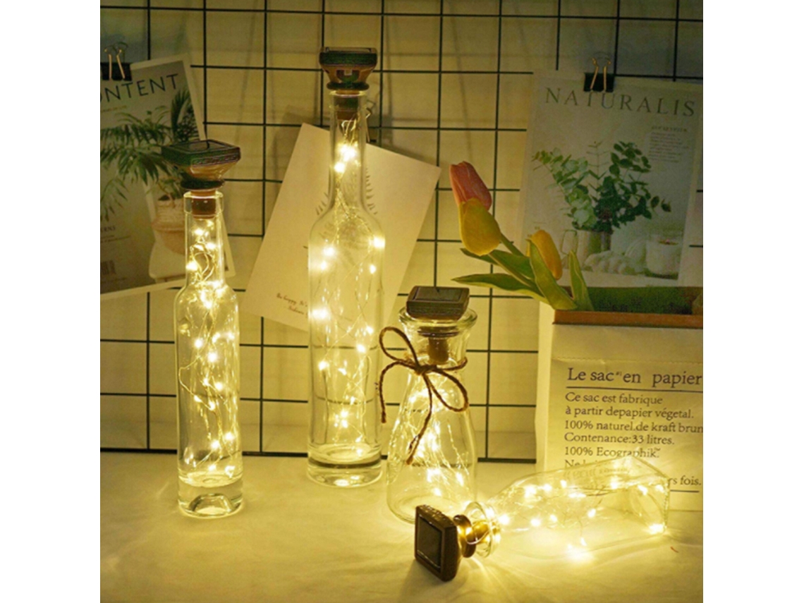 Kit com 6 Lanternas AQUAFORGE, garrafa, 20 Leds, jardim, pátio