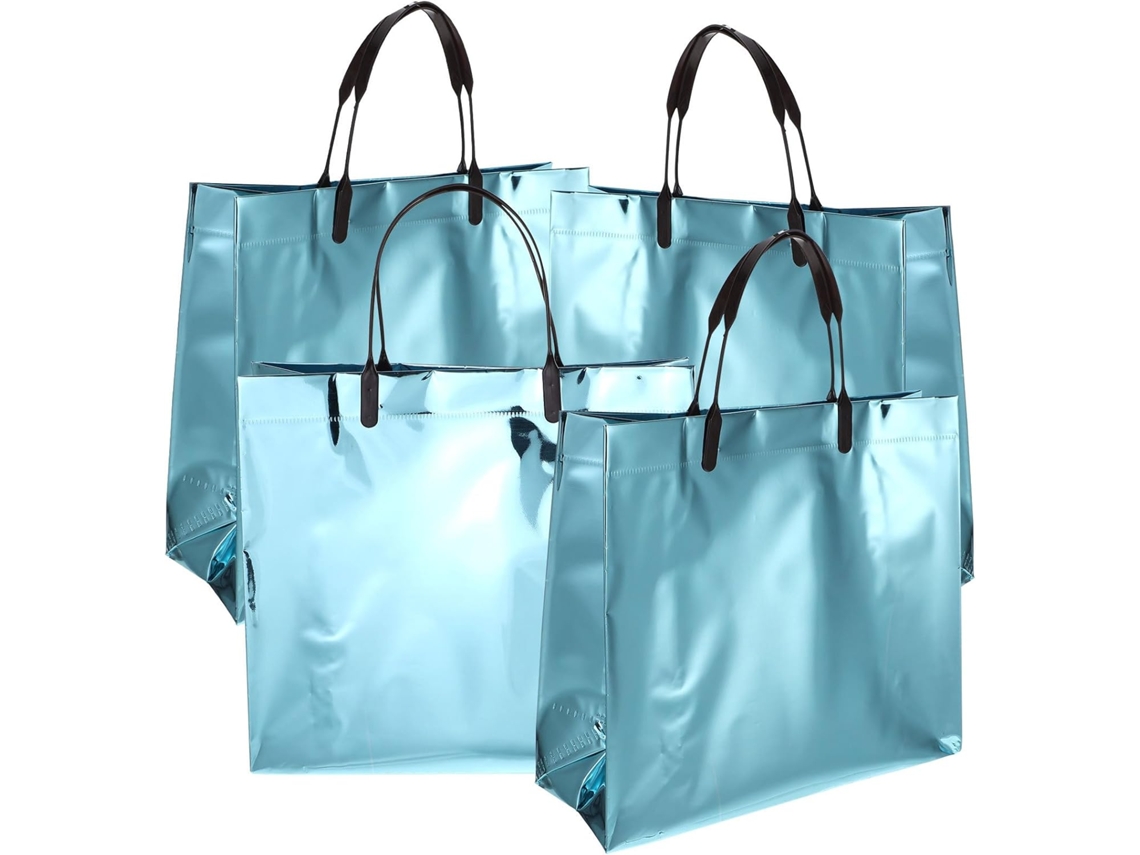 Conjunto de 4 Sacolas Plásticas Pvc. Compras Reutilizáveis. Fáceis Limpar e com Superfície CHABERLU