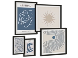 Quadros Decorativos Para Parede Paisagens Abstratas Em Marrom Moldura Preta Imagens Para Um Quarto Infantil Espelharte (conjunto De 5 Imagens)
