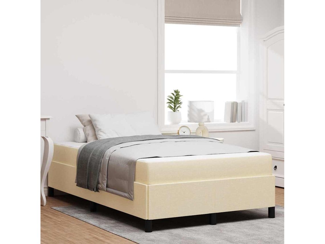 Vidaxl Cama Box Creme 120 X 190 Cm Tecido