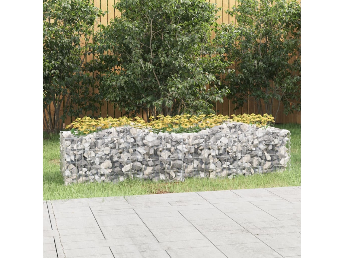 Vidaxl Canteiro Elevado Gabião Arqueado 200x50x50 Cm Ferro Galvanizado