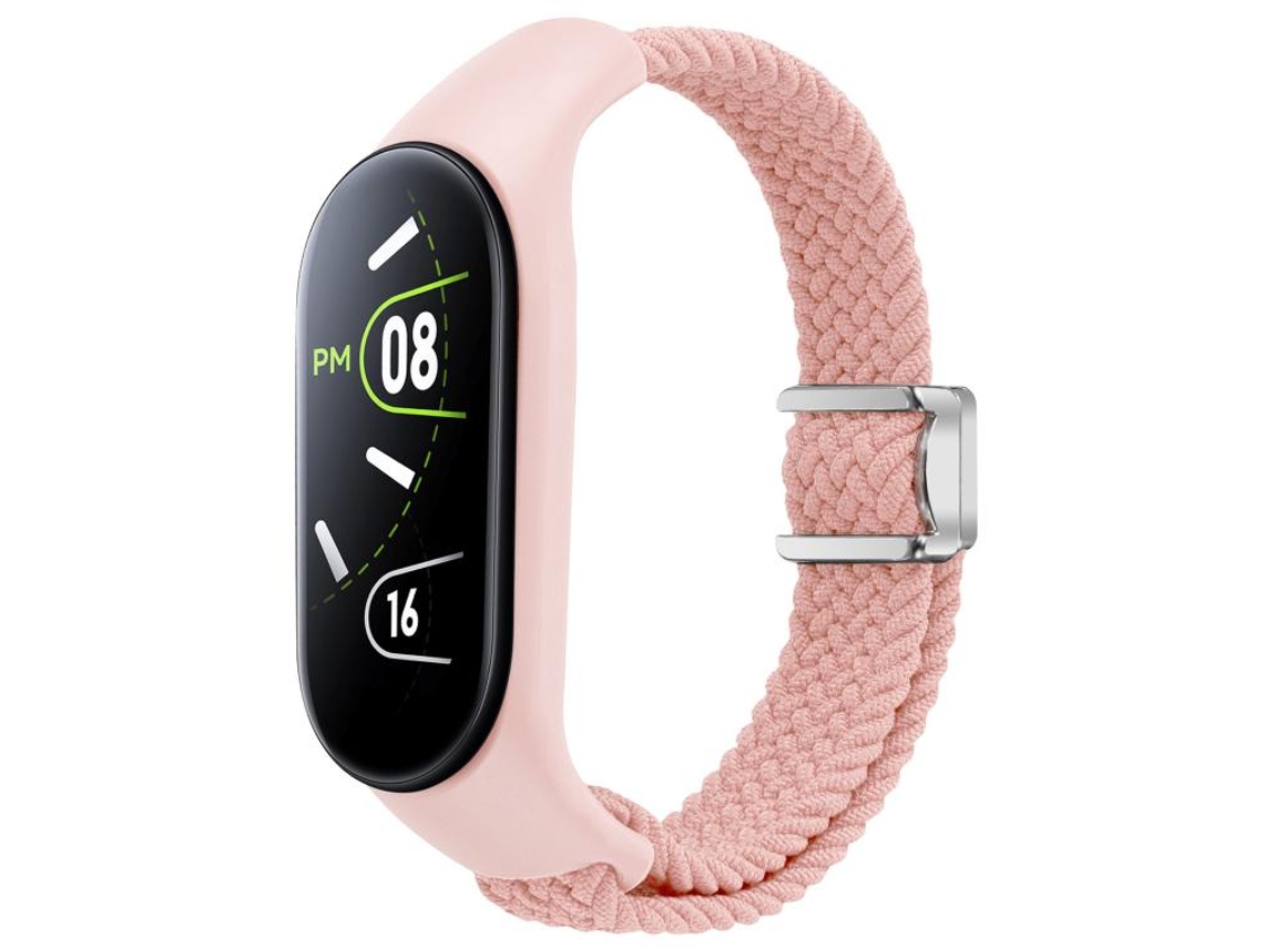 Capa Para Xiaomi Mi Band 7/6/5/4/3 - Fivela Magnética - Laço Trançado Integrado Rosa Areia