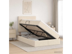 Vidaxl Cama Com Arrumação E Colchão Creme 120 X 190 Cm Tecido