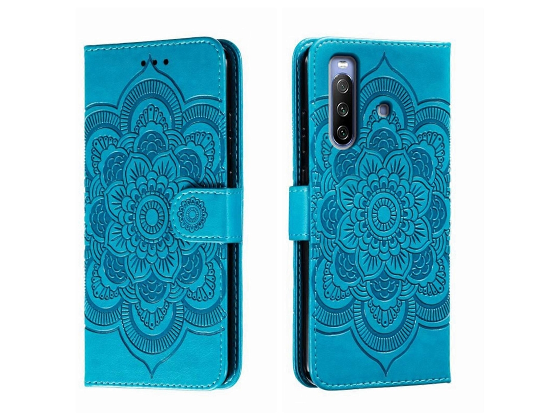 Capa De Couro Para Celular Com Padrão De Mandala Solar Em Relevo