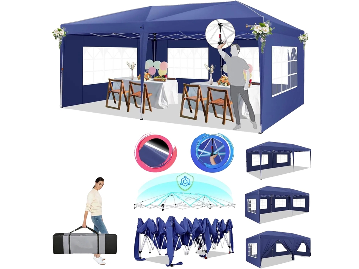 Gazebo dobrável, fácil montagem, design à prova d'água, azul marinho OEM