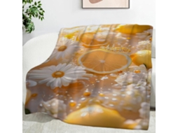Manta Lemon Blossom Daisy 220x240 Cm Multifuncional Macia Aconchegante em Flanela Ideal para Escritório Cochil