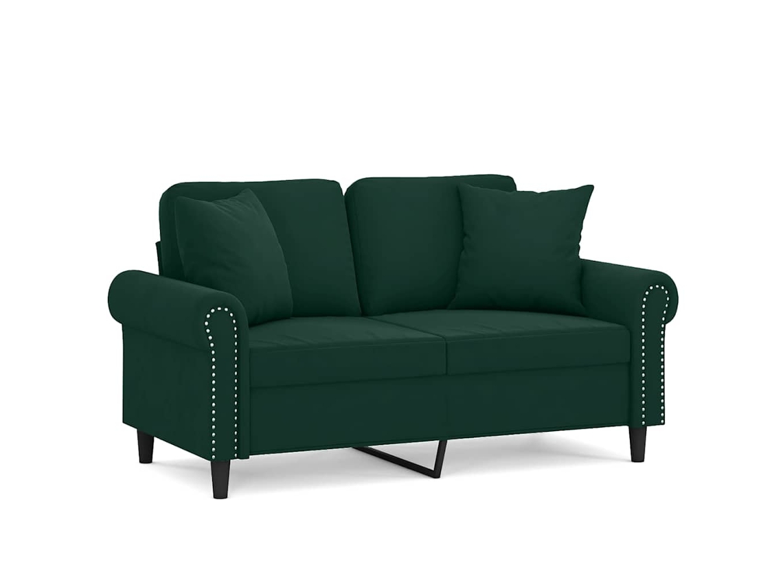 Maison Exclusive - Sofá 2 Lug. C/ Almofadas Decorativas 120 Cm Veludo Verde-escuro