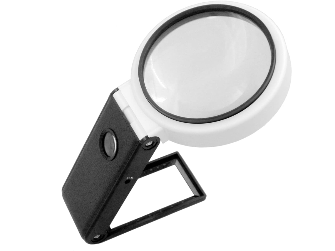 Lupa de Aumento 10x 30x com Luz e Suporte, para Uso Manual Ou em Pé BRILVIBERA